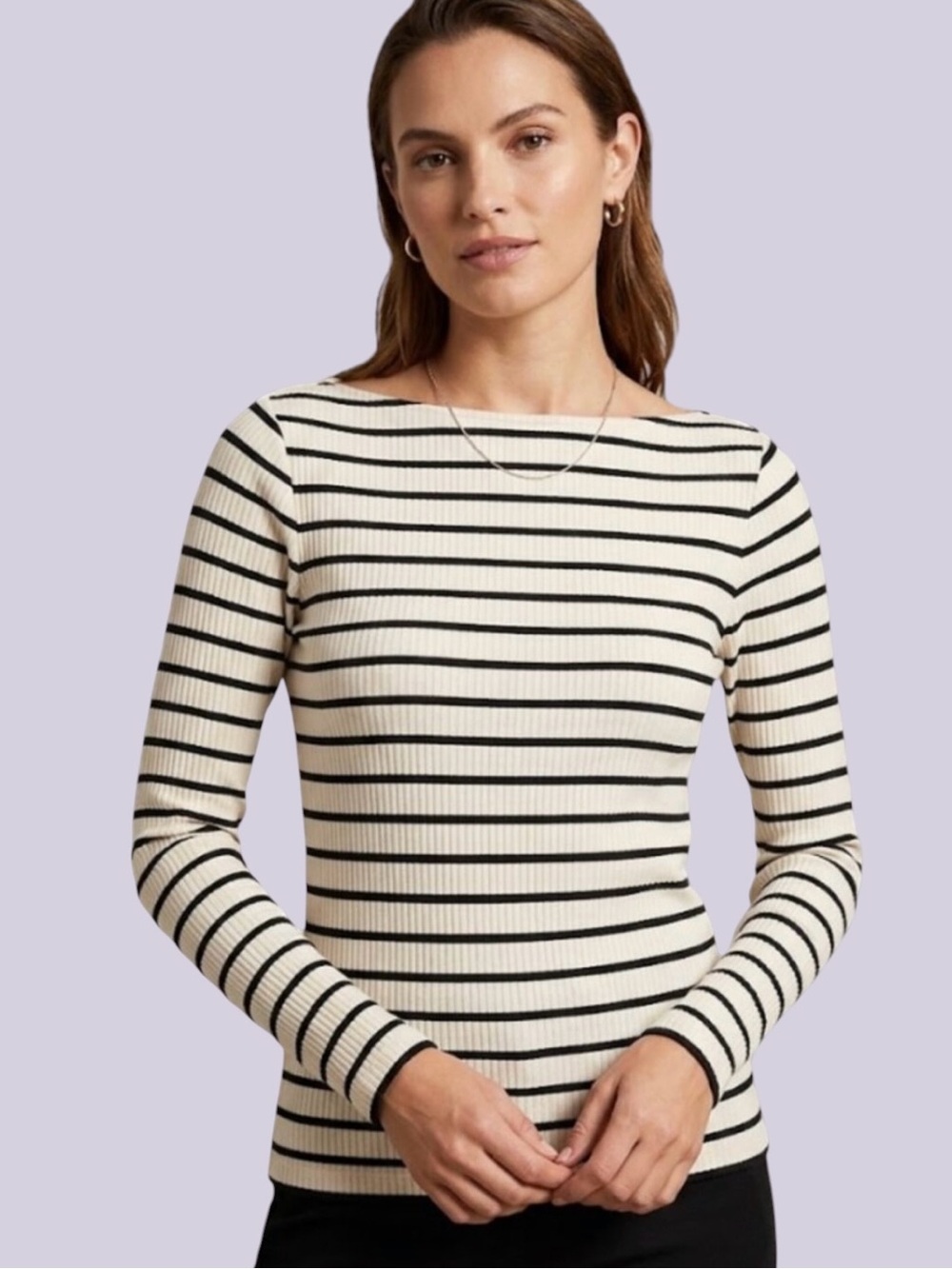 Loft striped ribbed boatneck top size small